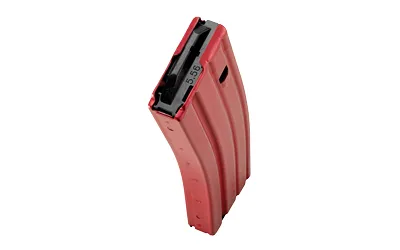 Duramag AR-15 .223/5.56 Red Aluminum 10/30 Magazine w/ Black Follower (Blocked)
